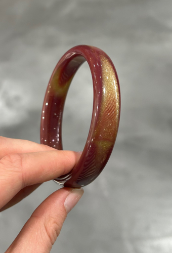 Bracelet jonc prune doré