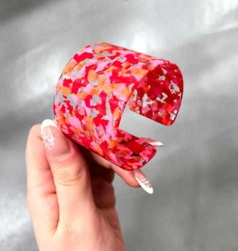 Bracelet manchette rose et orange