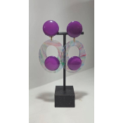 Boucles Oreilles violet et transparent