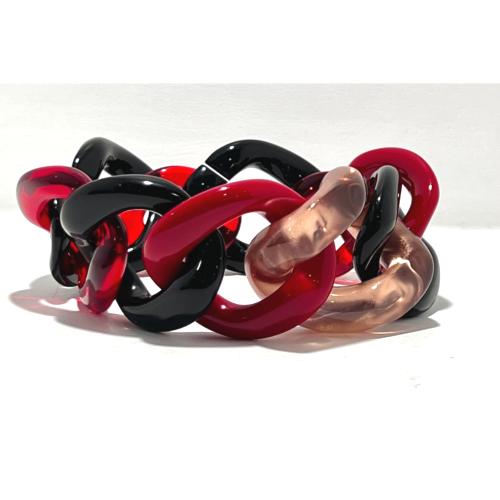 Bracelet maillons à enfiler rouge noir 