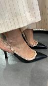 Slingback noir & beige  clous  BC7484