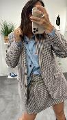 Veste Blazer à carreaux bordeaux et beige M6273G MR