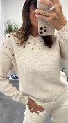 Pull col rond avec bijoux "fantaisie" MRK676 MR