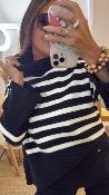 Pull col roulé à rayures noir 52365199 MM