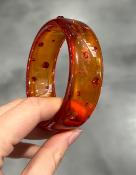 Bracelet jonc orange cristaux