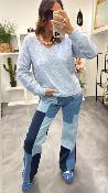 Pull col V bleu ciel MANTIA LPE