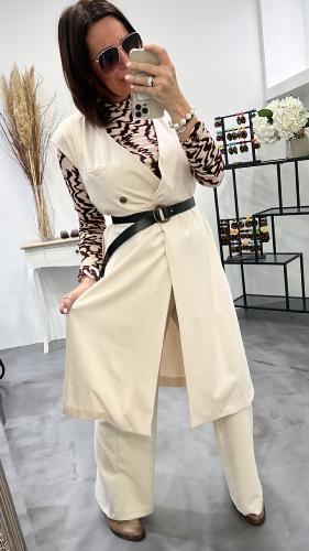 Veste longue sans manches beige 50114339