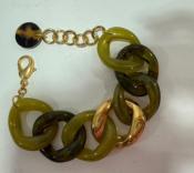 Bracelet maillons à crochet kaki et doré