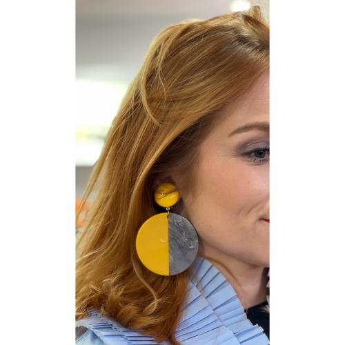 Boucles Oreilles jaune et gris