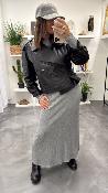 Robe longue côtelée grise SORINA G&M