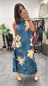 Robe longue fluide bicolore indigo M2371A MR