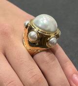 Bague doré et perle 