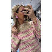 Boucles Oreilles cabochon givré Rose  Nina