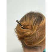 Pic à cheveux torsadé acétate de cellulose beige et noir