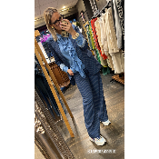 Pantalon à fines rayures bleu & blanc Ralph