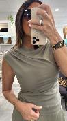 Top sans manches drapé kaki 50989129