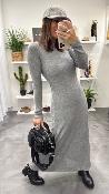Robe longue côtelée grise SORINA G&M