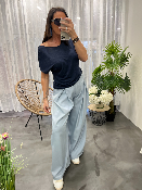 Pantalon à pinces bleu 50986179