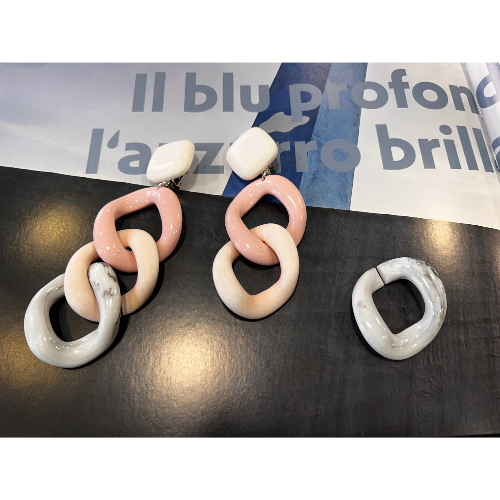 Boucles Oreilles maille rose Francine