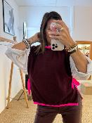 Pull débardeur bordeaux avec lien rose fluo M88052004 IMPERIAL