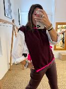 Pull débardeur bordeaux avec lien rose fluo M88052004 IMPERIAL