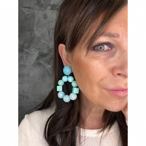 Boucles Oreilles bastilles bleu turquoise