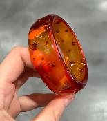 Bracelet jonc orange cristaux