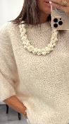 Pull col rond crème MRK638  MR