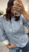 Blouse vichy bleu MONOGRAMME BB