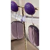 Boucles Oreilles violet et transparent