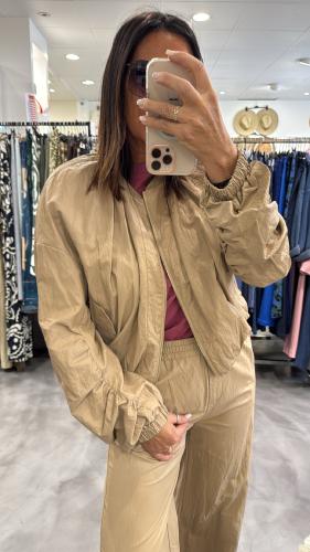 Bomber simili froissé beige 053-217008 BSB