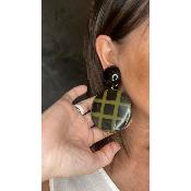 Boucles Oreilles noir et vert 