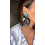 Boucles Oreilles créoles bleu canard