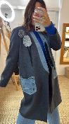 Manteau Bi-Matière Gris et Bleu J073Y028 DIXIE 
