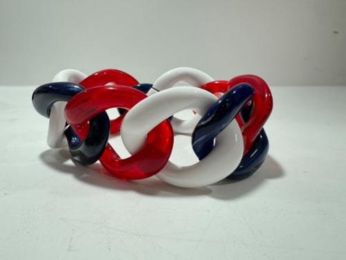 Bracelet maillons à enfiler bleu blanc rouge