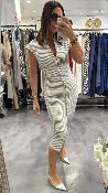 Robe imprimé ligne tennis bleu marine et blanc 053-211802 