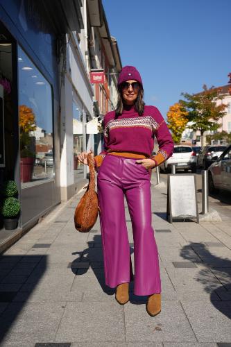 Pantalon Simili cuir fuxia  P845Y086 DIXIE
