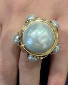 Bague doré et perle 