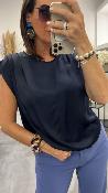 Top sans manches satiné bleu marine 50643129