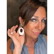 Boucles Oreilles blanche et soleil argent 1.a
