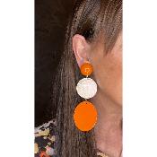 Boucles Oreilles orange et nacre 