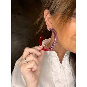 Boucles Oreilles créoles violet rouge