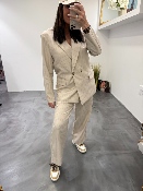 Pantalon beige fines rayures LAURENT 