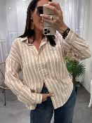 Chemise lignes tennis beige écru CLARA