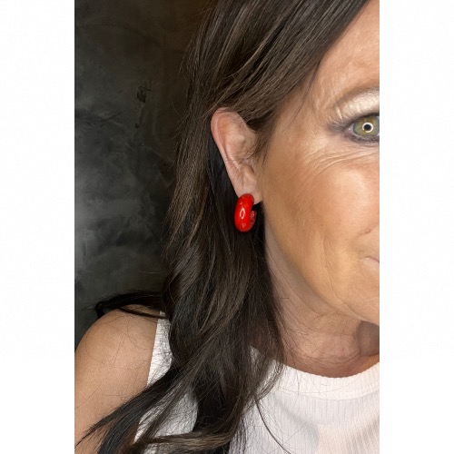 Boucles Oreilles coquillettes rouge