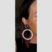 Boucles Oreilles créole rose miroir