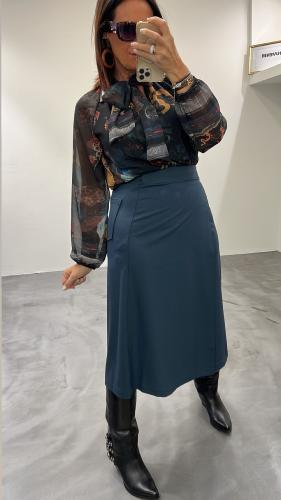 Jupe portefeuille bleu WWT072