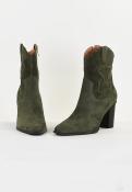 Bottines cuir  talons AZALEE kaki 