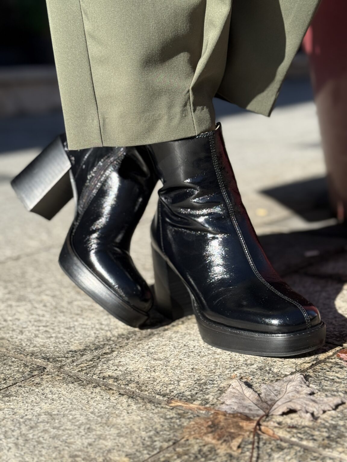 bottines en cuir noir à plateforme et talon bloc