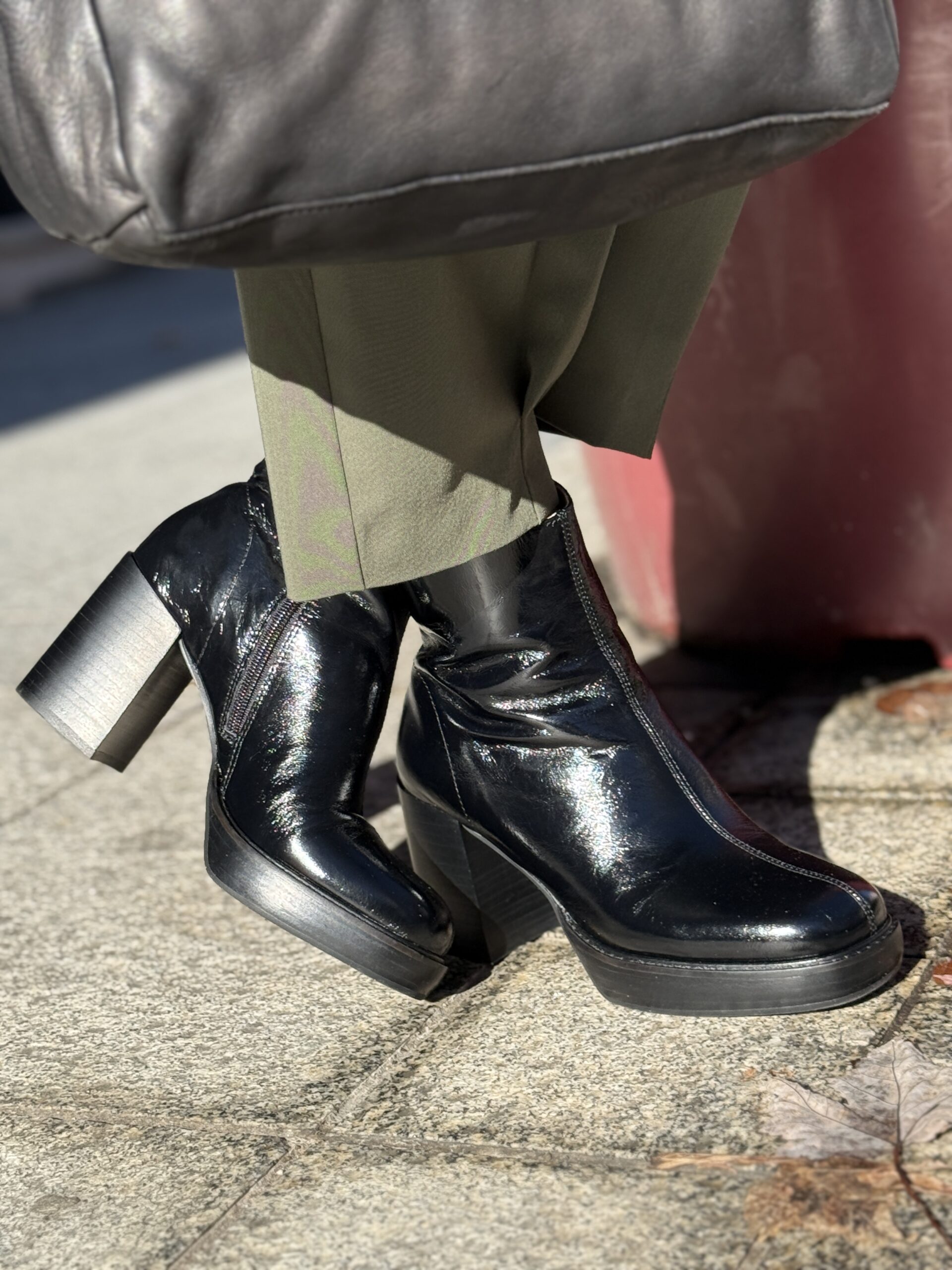 bottines en cuir noir à plateforme et talon bloc